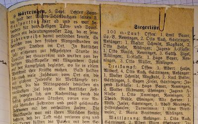 Zeitungsartikel zum Gausporttag 1927 inklusive Fahnenweihe