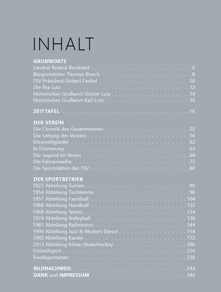 TSV 100 Jahre Chronik - Inhaltsverzeichnis